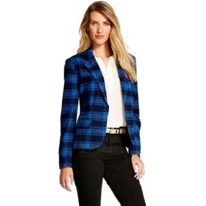 Vintage Plaid Oversized Blazer | Blue & Black | Medium